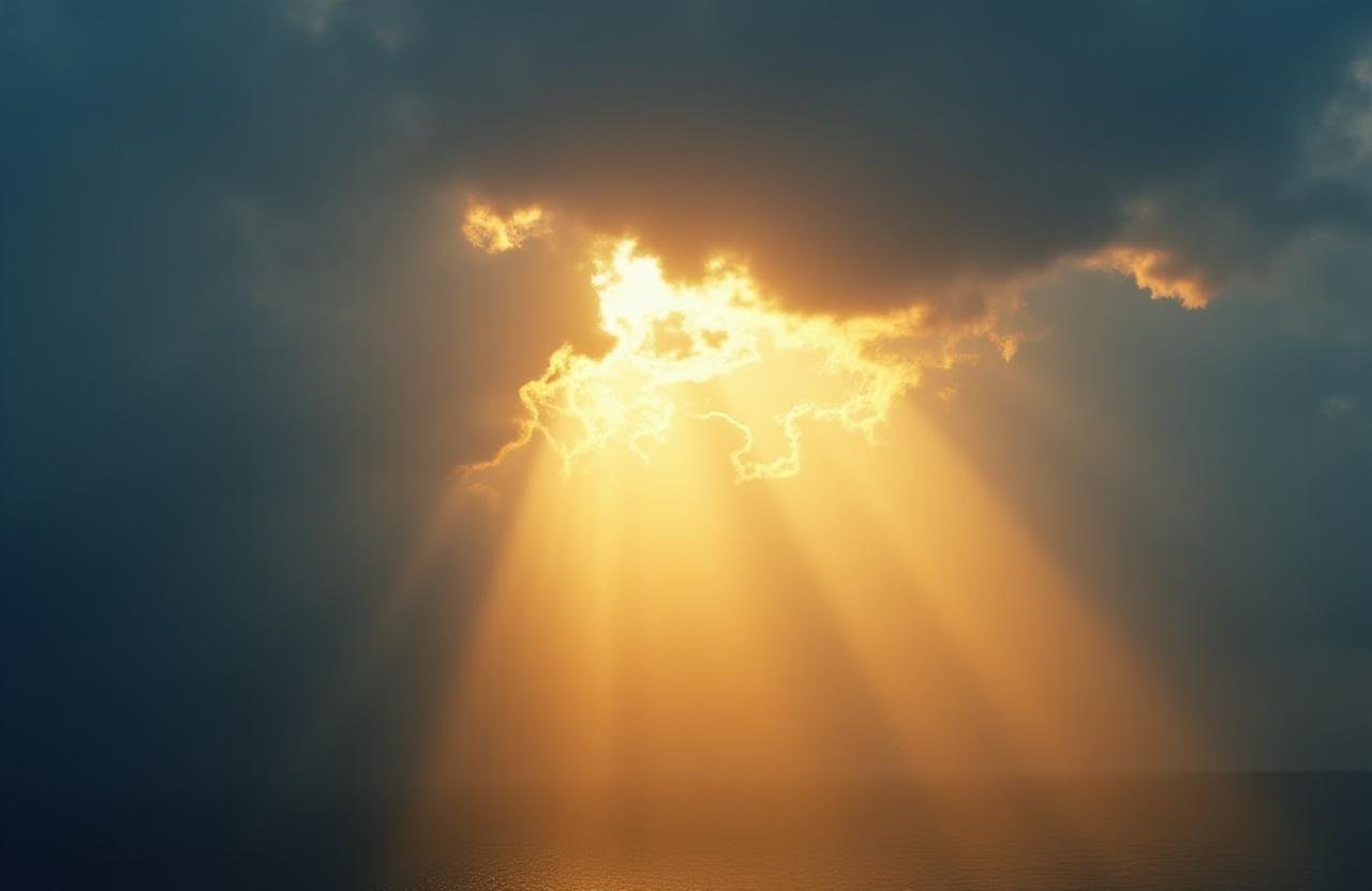 Calm morning sky with clouds breaking